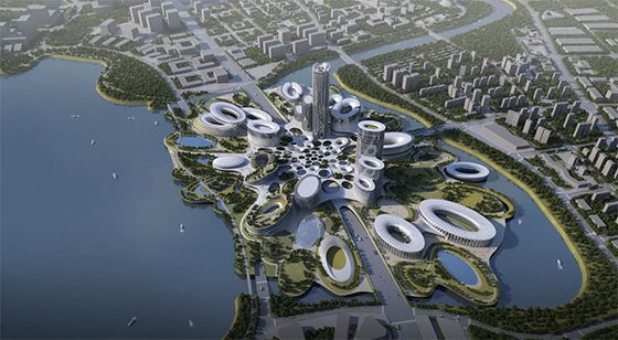 四川天府新区已成为成都向东向南发展的新核心。图为天府新区独角兽岛一景（效果图）.png