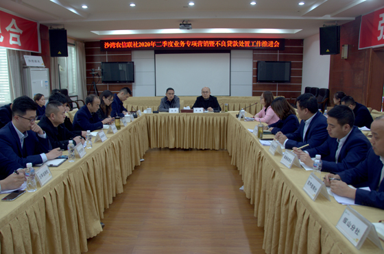沙湾农信联社召开二季度业务营销工作会议，邀请省农担公司作业务合作交流.jpg