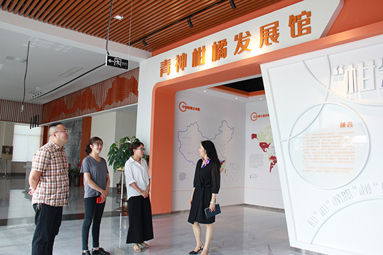 记者在青神柑橘发展馆了解柑橘产业发展情况  周淼葭 摄.JPG