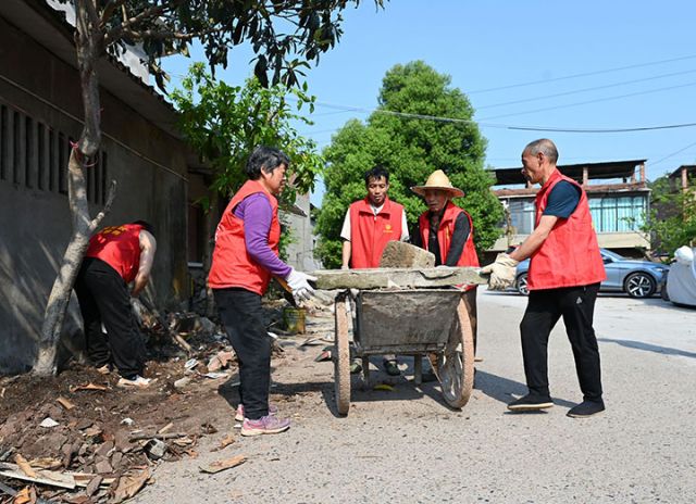 图2  3月27日，内江市东兴区新江街道红光社区，志愿者在乡村公路沿线清除杂草，清理杂物。.jpg