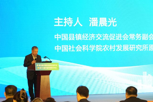 8中国县镇经济交流促进会常务副会长、中国社会科学院农村发展研究所原党委书记、研究员、博士生导师潘晨光主持年会.jpg
