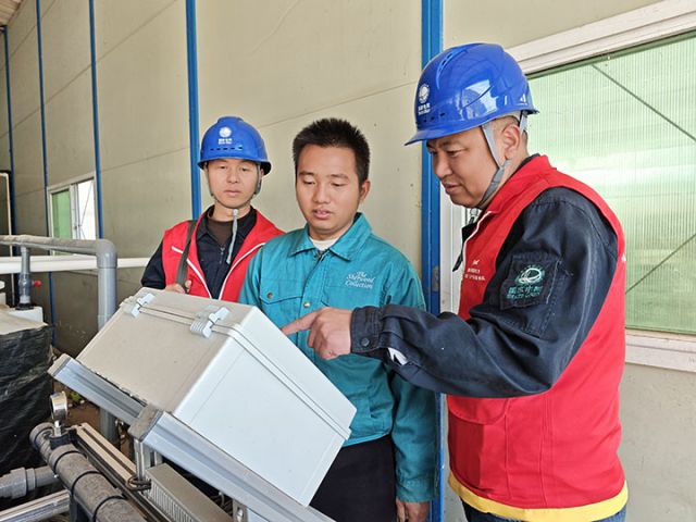 “双满意”共产党员服务队对阳民村小番茄种植示范基地的用电设备进行检查。（李玲 摄）.jpg