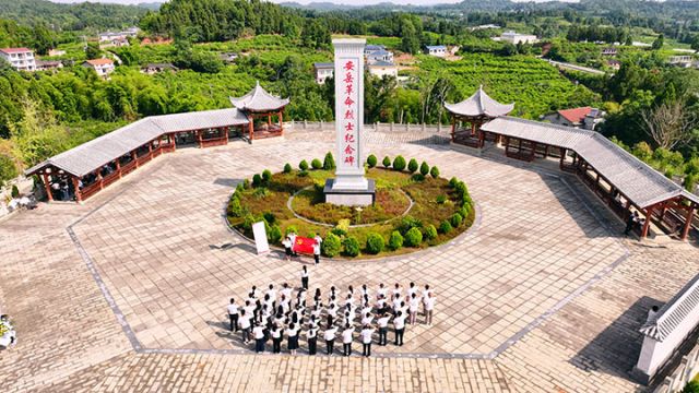 图3  在安岳革命烈士纪念碑前重温入党誓词。闫凯 摄.jpg